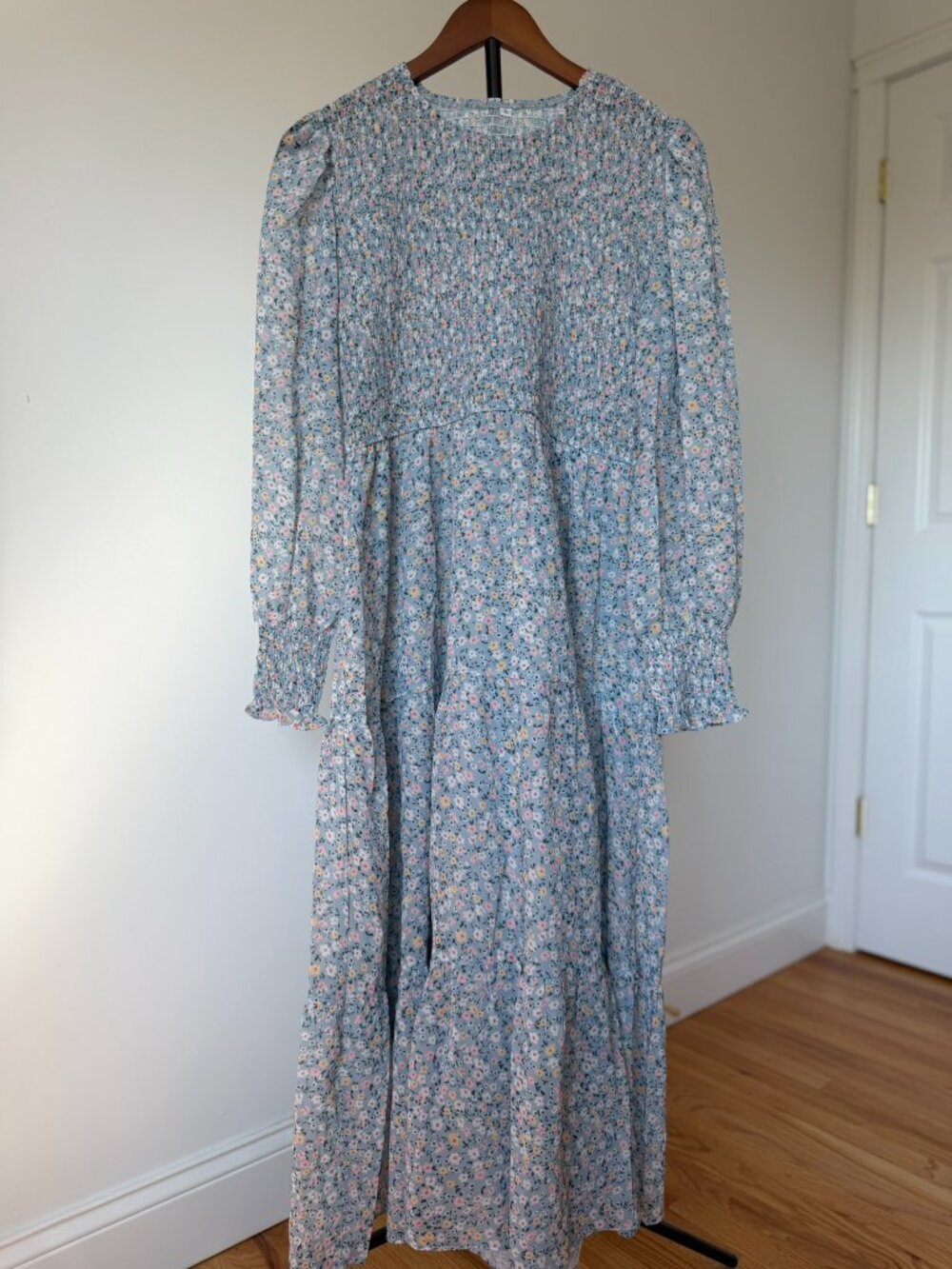 Petallush Long Sleeve Floral Tiered Midi Dress XL NWOT